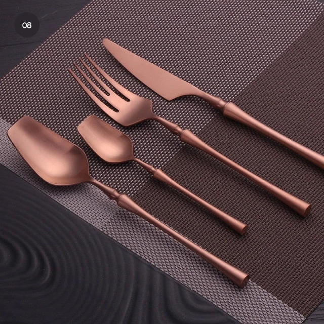 Premium Gold Cutlery Set High Quality Stainless Steel Knife Fork Spoon Sets For Dinner Table Gift Wedding Party Modern Luxury Dinnerware Essentials