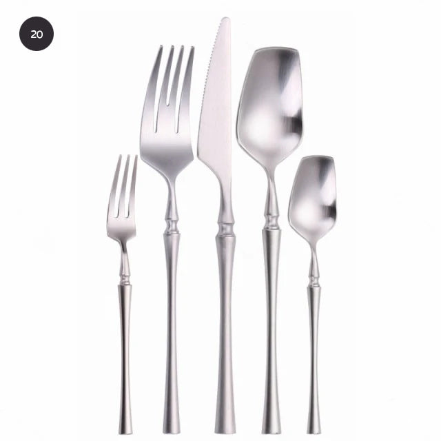 Premium Gold Cutlery Set High Quality Stainless Steel Knife Fork Spoon Sets For Dinner Table Gift Wedding Party Modern Luxury Dinnerware Essentials