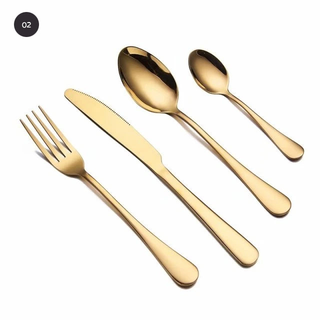 Rainbow Colored Cutlery Stainless Steel Knife Fork Spoon Modern Dinnerware Golden Silver Rose Gold Flatware Essential Contemporary Kitchen Accessories