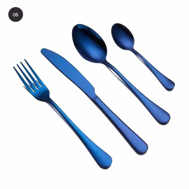 Rainbow Colored Cutlery Stainless Steel Knife Fork Spoon Modern Dinnerware Golden Silver Rose Gold Flatware Essential Contemporary Kitchen Accessories