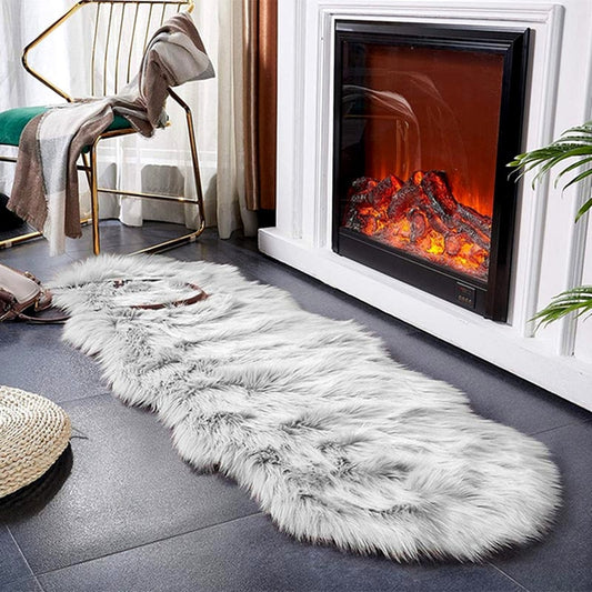 Soft Plush Faux Fur Sheepskin Rug Bedroom Bedside Carpet Fluffy Mat For Dressing Room Hotel Room Fashionable Cosy Warm Winter Home Decor