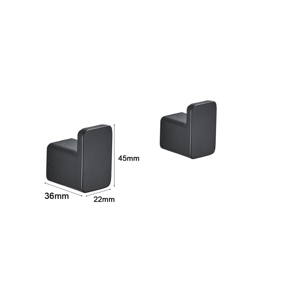 Modern Minimalist Matte Black Aluminum Clothes Hooks Wall Mounted Robe Hangers For Entrance Hall Bedroom Bathroom Coat Hooks