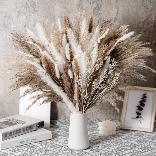 Natural Dried Pampa Grass Bouquet Boho Home Decor Phragmites Bouquet Dried Flowers Bouquet for Wedding Ramadan Decoration 80PCS