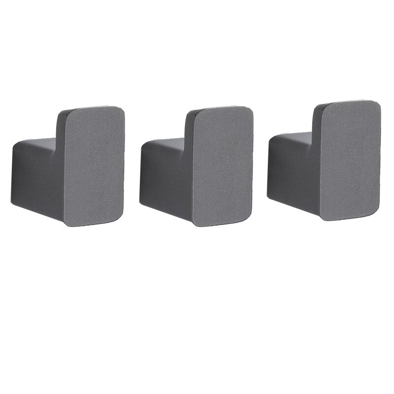 Modern Minimalist Matte Black Aluminum Clothes Hooks Wall Mounted Robe Hangers For Entrance Hall Bedroom Bathroom Coat Hooks