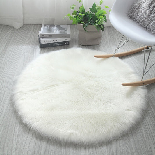 Soft Plush Shaggy Round Faux Sheepskin Rugs For Living Room Hotel Room Bathroom Mat Circular Area Mats Purple Gray White Pink Bedroom Rug