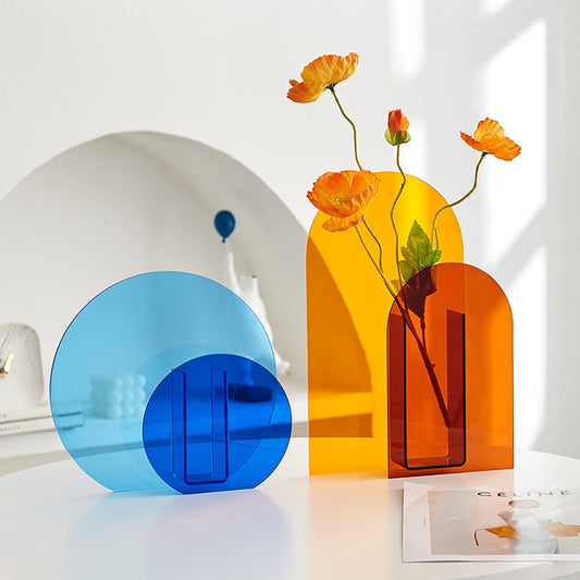 Modern Abstract Colorful Perspex Vases For Table Top Flower Arrangement Stylish Home Decor Accessories For Contemporary Interiors