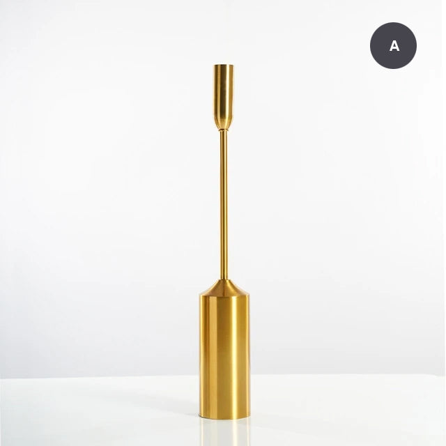 Simple Elegant Gold Plated Candle Holders Stylish Matching Metal Candlesticks For Christmas Dining Room Table Living Room Stylish Candle Sticks For Festive Occasions