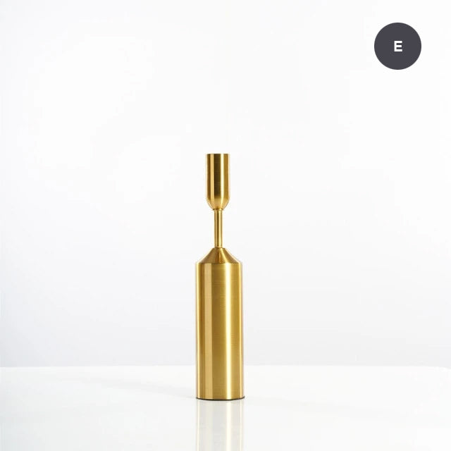 Simple Elegant Gold Plated Candle Holders Stylish Matching Metal Candlesticks For Christmas Dining Room Table Living Room Stylish Candle Sticks For Festive Occasions