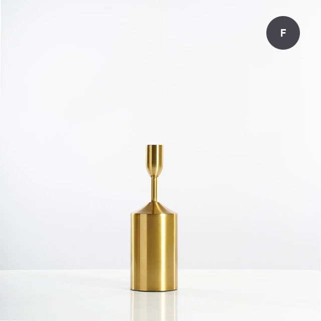 Simple Elegant Gold Plated Candle Holders Stylish Matching Metal Candlesticks For Christmas Dining Room Table Living Room Stylish Candle Sticks For Festive Occasions