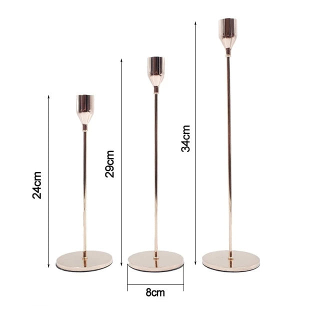 Simple Gold Metal Candle Holders Slim Tall Elegant Candlesticks For Wedding Christmas Festive Occasions Candle Stands For Dinner Table Dining Room Essential Home Decor