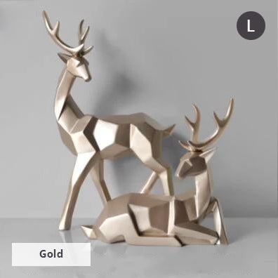 Solid Geometric Nordic Deer Statues Stylish Abstract Ornamental Resin Craft Modern Abstract Decorations For Home Living Room Office Decor