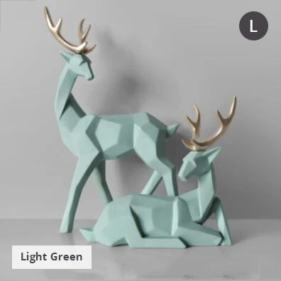 Solid Geometric Nordic Deer Statues Stylish Abstract Ornamental Resin Craft Modern Abstract Decorations For Home Living Room Office Decor
