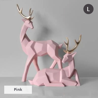 Solid Geometric Nordic Deer Statues Stylish Abstract Ornamental Resin Craft Modern Abstract Decorations For Home Living Room Office Decor