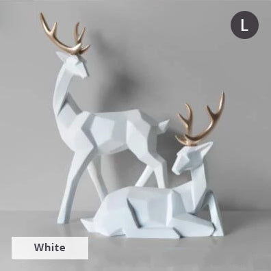Solid Geometric Nordic Deer Statues Stylish Abstract Ornamental Resin Craft Modern Abstract Decorations For Home Living Room Office Decor