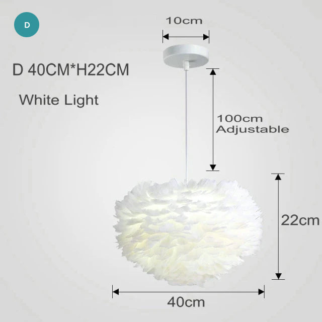 White Feather Lamp For Bedroom Stylish Modern Design Hanging LED Lamp For Kid's Bedroom Baby's Room Fluffy Pendant Light For Stylish Home Decoration