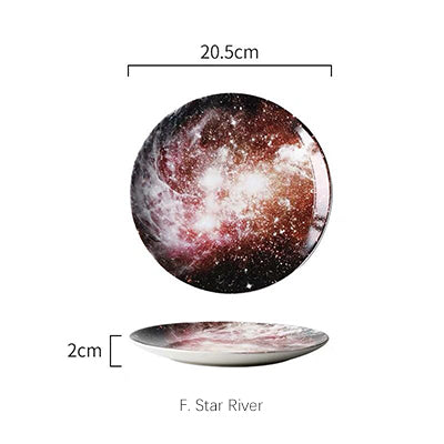 Mysterious Skies Solar System Galaxy Dinner Plates Ceramic Tableware Handcrafted By Artisans Perfect Gift For Sci-Fi Fans