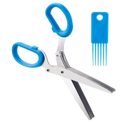 Handy Stainless Steel Shredder Scissors For Slicing Herbs Spring Onions Scallions 5 Blade Onion Cutters Convenient Kitchen Gadgets