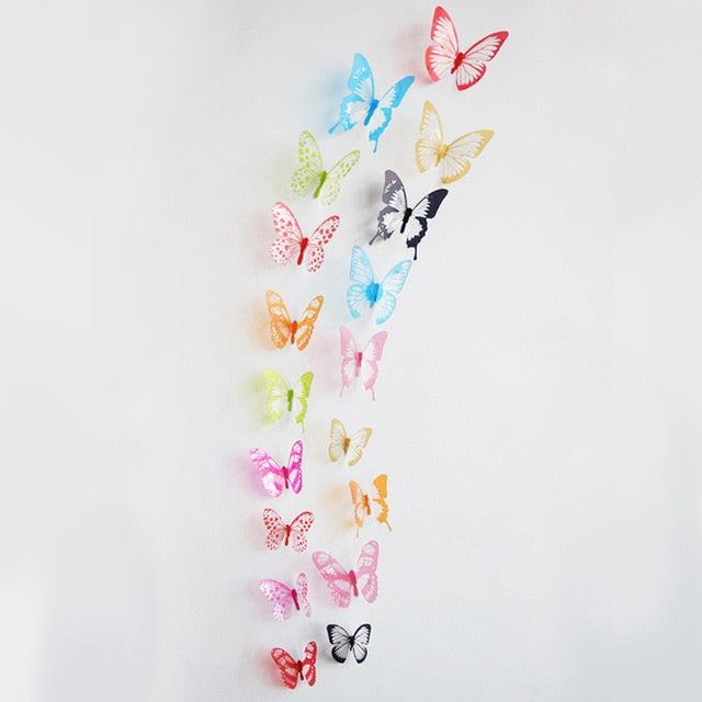 Glitter Butterflies Wall Stickers For Kids Room 3d Crystal Glitter Effect Cute Butterflies For Girls Bedroom Nursery Decor x18pcs
