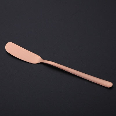 Stainless Steel Butter Spreaders Cutlery Dessert Dinnerware Breakfast Table Cutlery In Cream Gold Black Blue Purple Rose Gold Cutlery Contemporary Design 6 PCS Set