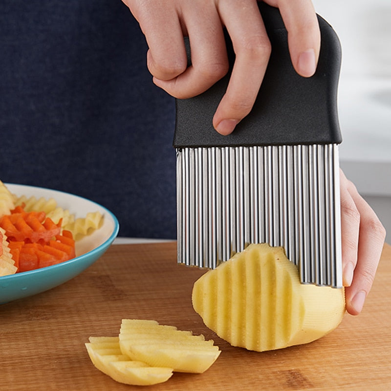 Stainless Steel Crinkle Cutter Kitchen Gadget Cutting Tool For Chopping  Potato Vegetable Fruit Waffle Fries