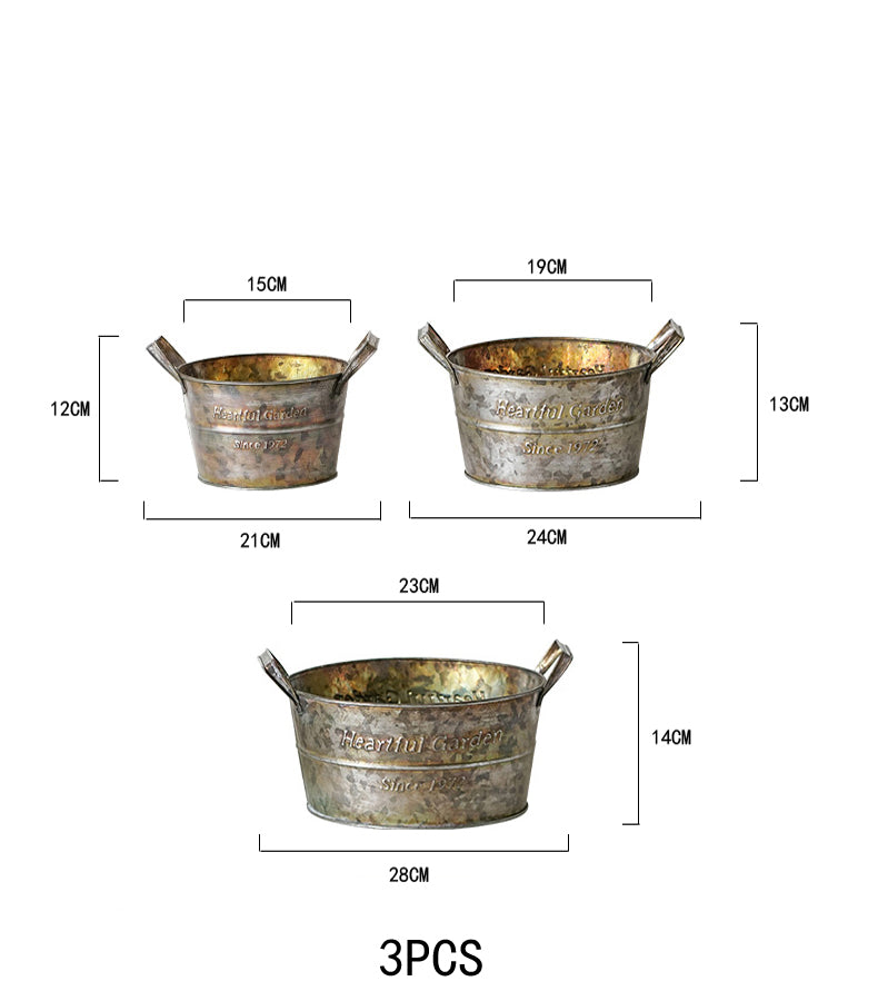 Vintage Retro Metal Vase Fruit Storage Basket With Handles For Flowers Fruit Herbs Antique Farmhouse Rustic Storage Trays