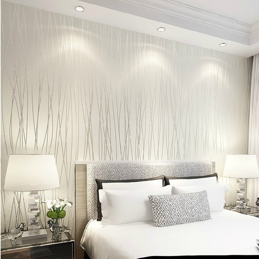 Stripe Textured Solid Color Wallpaper 3D Vertical Stripe Thick Embossed Luxury Wall Covering For Living Room Bedroom Decor Pink or White Wallpaper Vertical Wavy Stripes
