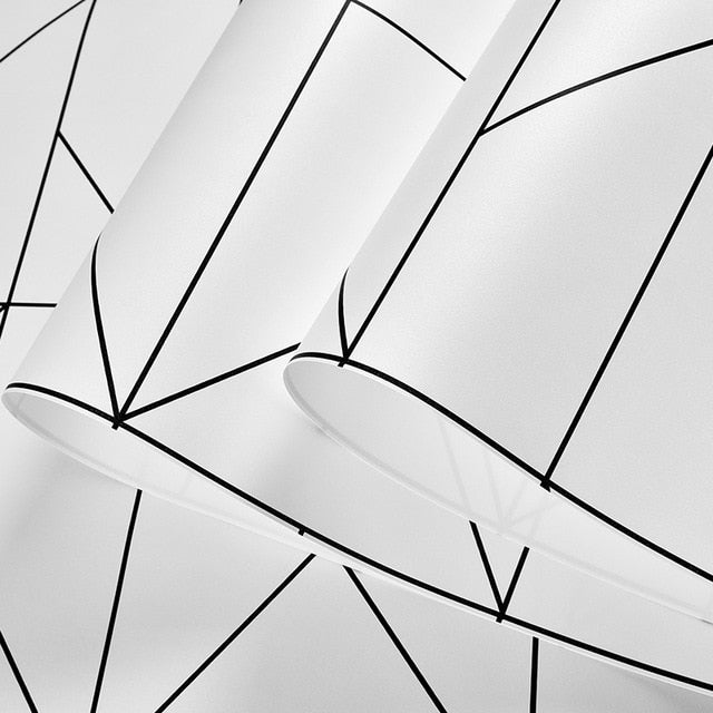 Modern Black White Geometric Design Wallpaper For Home Office Wall Decor Stylish Wall Covering For Living Room Behind TV Trending Home Interior Decor