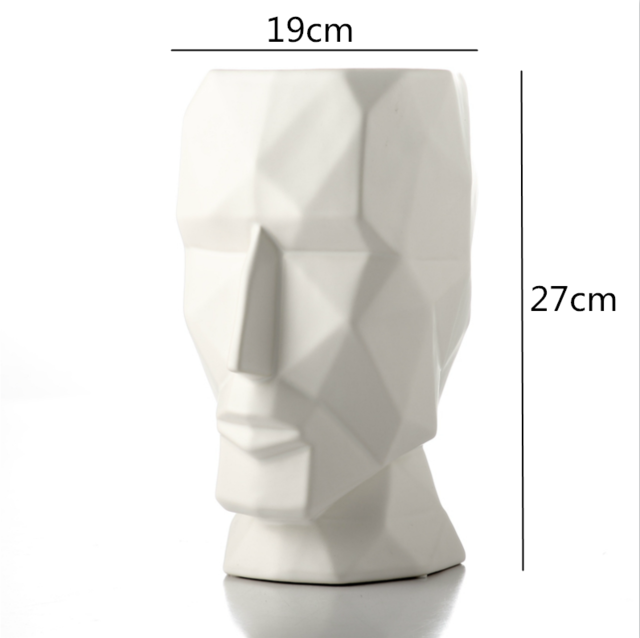 Abstract Geometric Golden Head Figurines Nordic Style Ceramic Vase For Tabletop Decoration Ornamental Figurine Crafts For Modern Home Interior Decoration