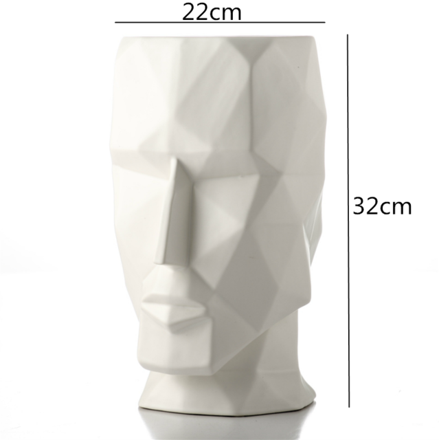 Abstract Geometric Golden Head Figurines Nordic Style Ceramic Vase For Tabletop Decoration Ornamental Figurine Crafts For Modern Home Interior Decoration