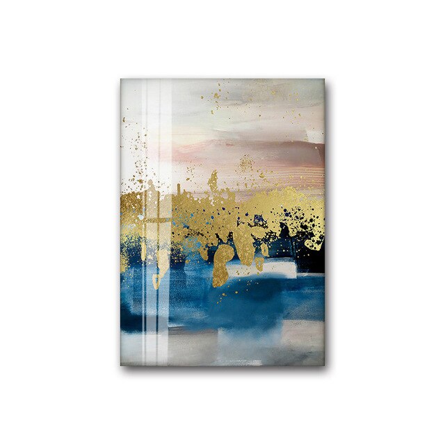 Modern Lifestyles Abstract Wall Art Golden Colors Contemporary Design Fine Art Canvas Prints Luxury Paintings For Stylish Home Office Hotel Interiors
