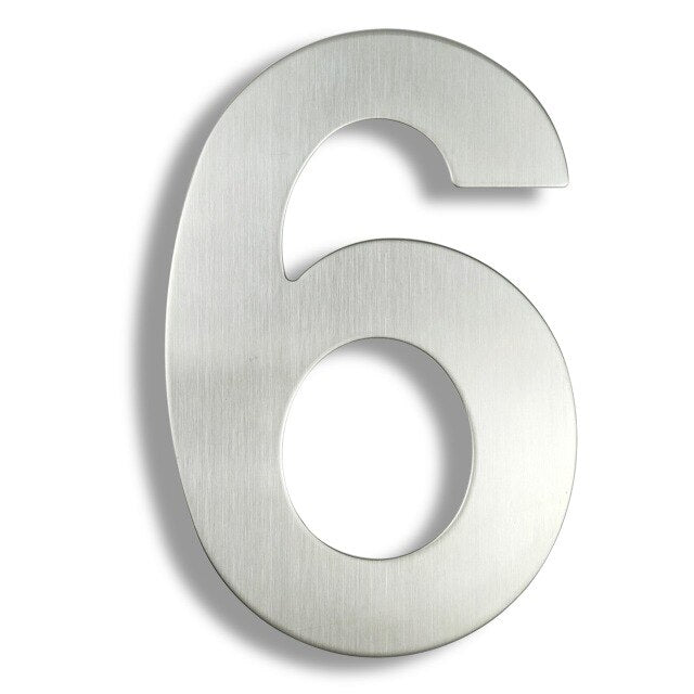 Stainless Steel Executive House Numbers Big 15cm Silver Numbers For Front Door Modern Stylish Home Exterior Signage 6 Inch Digits #0-9 Door Numbers