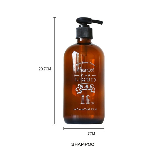 Modern Brown Glass Liquid Cosmetics Pump Dispensers For Storing Shampoo Conditioner Body Soap Sanitizer Essential Stylish Nordic Bathroom Washroom Accessories