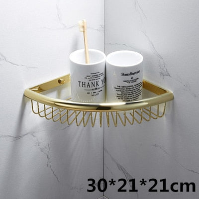 Shiny Brass Bathroom Shelf Shower Rack For Holding Towel And Accessories Polished Brass Bathroom Fixtures And Fittings