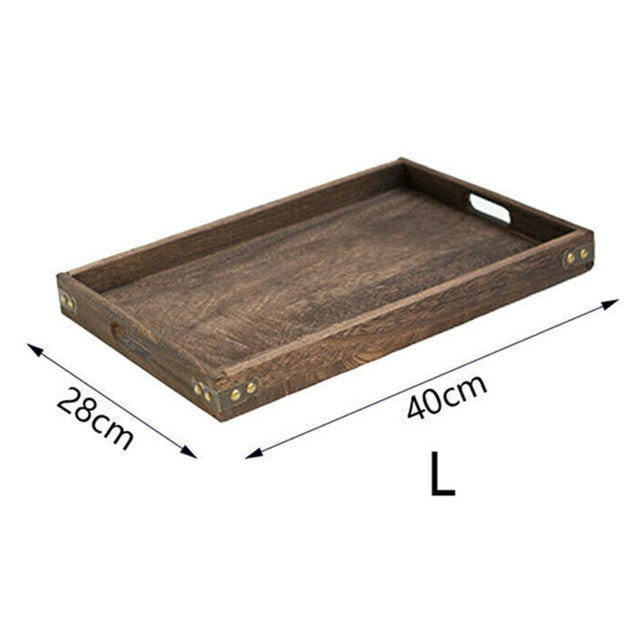 Nostalgic Retro Wooden Storage Tray For Kitchen Food or Bedroom Cosmetics Tray Dinner Serving Tray Rectangle Tray For Handy Home Storage 3 Sizes 1 Piece