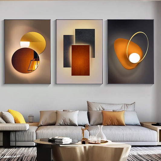 Modern Aesthetics Abstract Architectural Wall Art Fine Art Canvas Prints Brown Orange Beige Pictures For Luxury Loft Living Room Home Office Interior Decor