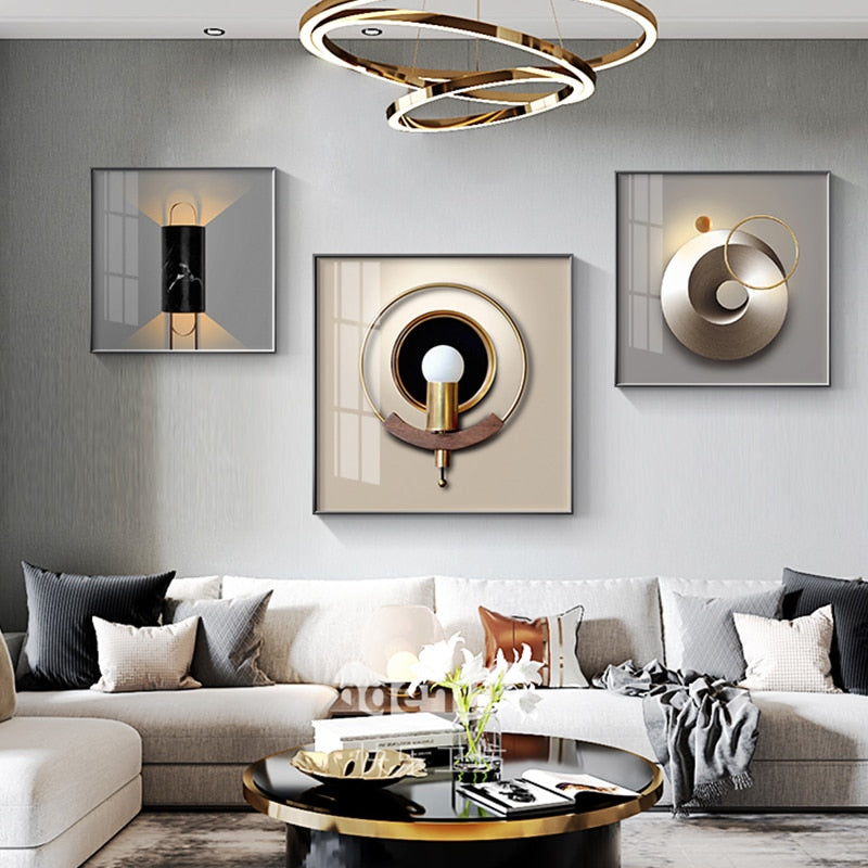 Modern Architectural Abstract Wall Art 3d Lighting Effect Fine Art Canvas Prints Modern Aesthetics Pictures For Luxury Living Room Home Office Interior Art Decor