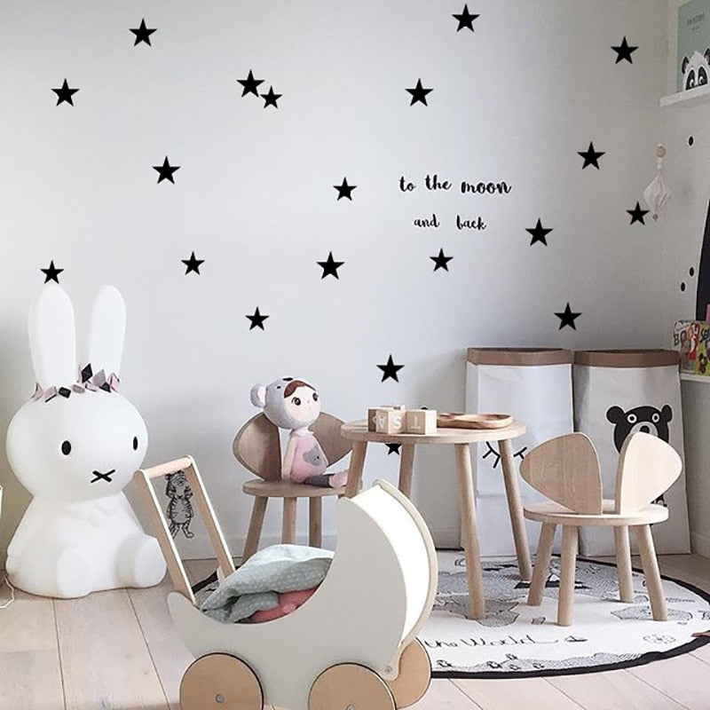 Cute Stars Wall Decals For Nursery Decor Gold Black Silver Blush Pink Star Stickers For Girls And Boys Kid's Room Wall PVC Star Decals