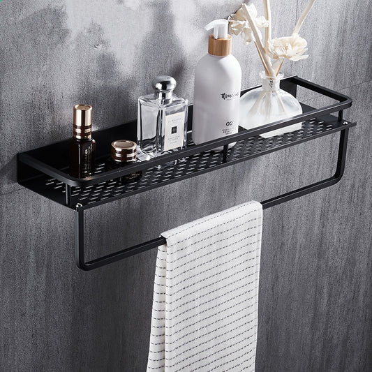 Aluminum Black Bathroom Storage Shelf Shower Rack Black Modern Fixtures And Fittings Bathroom Accessories Storage Rack