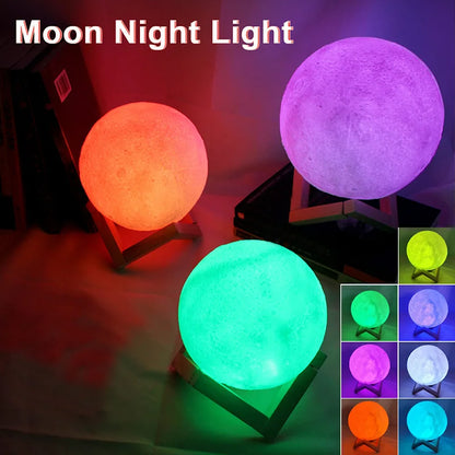 3D Moon Night Light LED Spherical Lamp – Soft Ambient Bedroom Decor, Indoor Mood Lighting & Bookshelf Accent Light