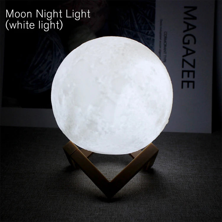 3D Moon Night Light LED Spherical Lamp – Soft Ambient Bedroom Decor, Indoor Mood Lighting & Bookshelf Accent Light