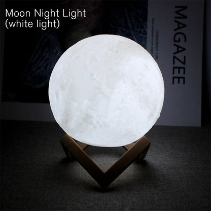 3D Moon Night Light LED Spherical Lamp – Soft Ambient Bedroom Decor, Indoor Mood Lighting & Bookshelf Accent Light