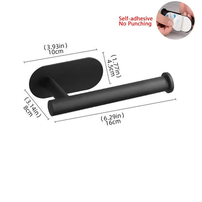 Multifunctional Black Gold Toilet Paper Holder – Wall Mount Shelf with Phone Stand & Towel Roll Storage