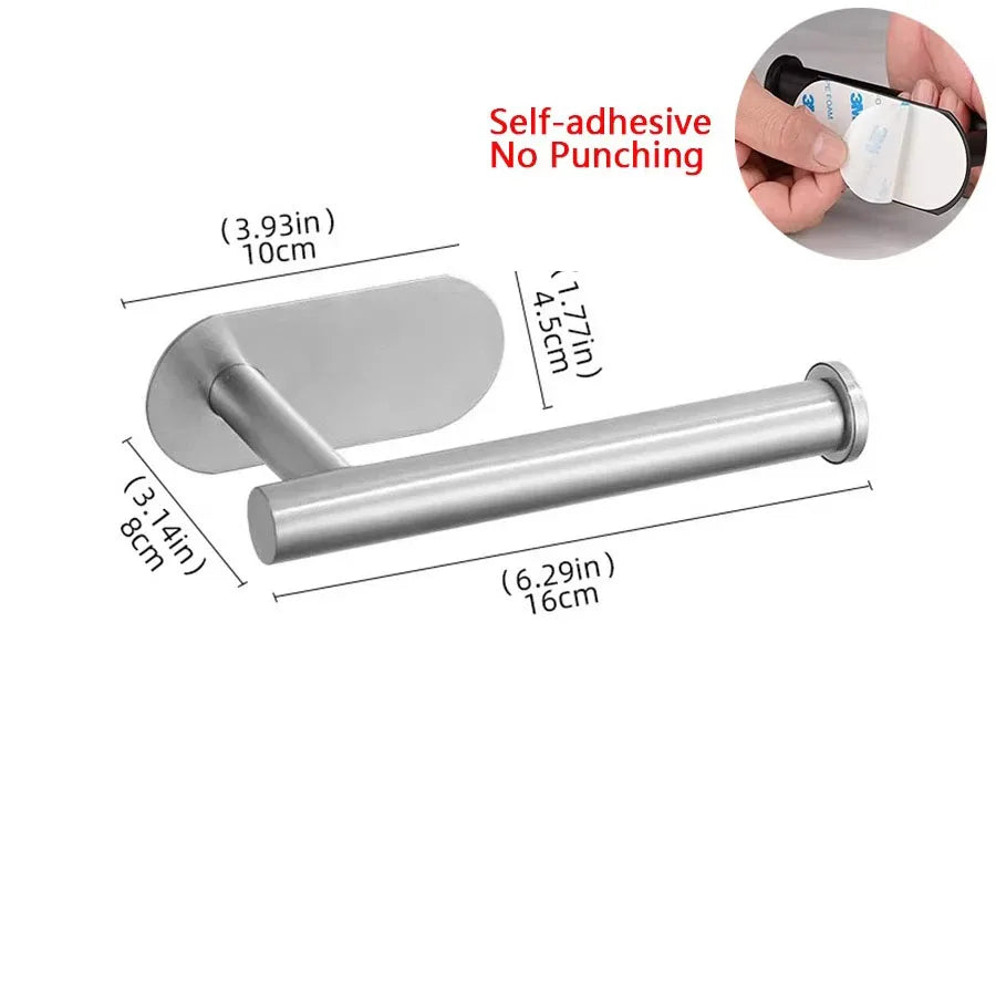Multifunctional Black Gold Toilet Paper Holder – Wall Mount Shelf with Phone Stand & Towel Roll Storage