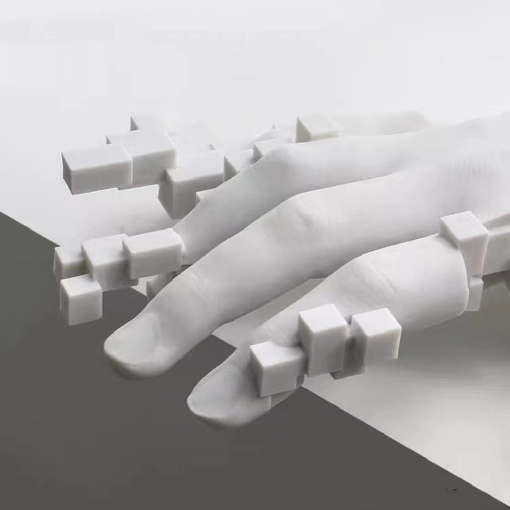 Abstract Pixelated Digi-Hand Sculpture Modern Minimalist Art Piece For Home Living Room Coffee Table Mantelpiece Ornament