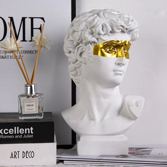 Abstract Bust Statue of David – Retro Classical-Inspired Resin Sculpture Accent for Modern Home Decor & Trendy Interior Design