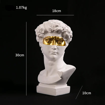 Abstract Bust Statue of David – Retro Classical-Inspired Resin Sculpture Accent for Modern Home Decor & Trendy Interior Design