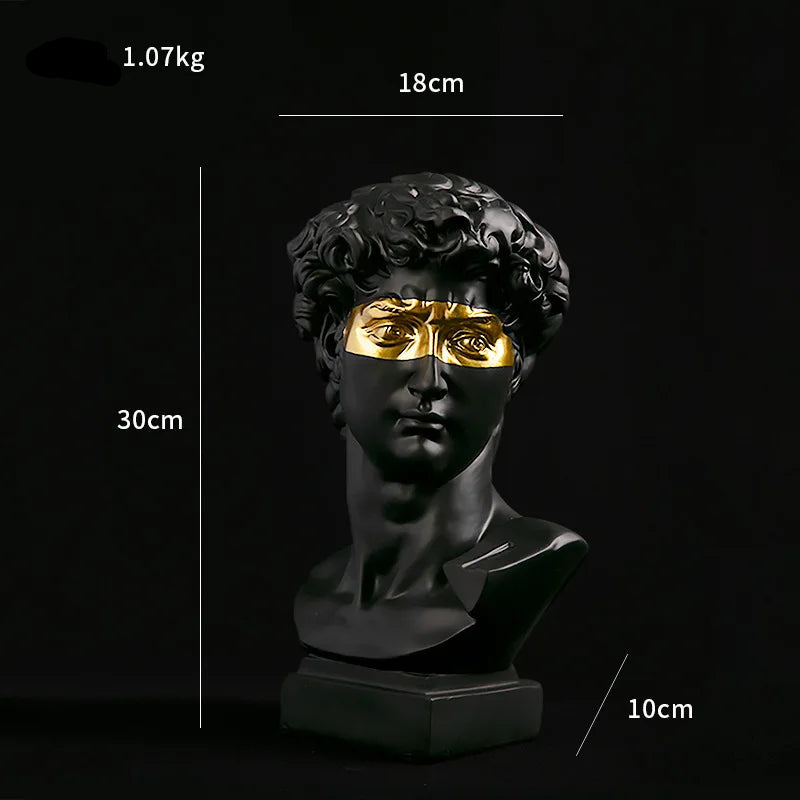 Abstract Bust Statue of David – Retro Classical-Inspired Resin Sculpture Accent for Modern Home Decor & Trendy Interior Design