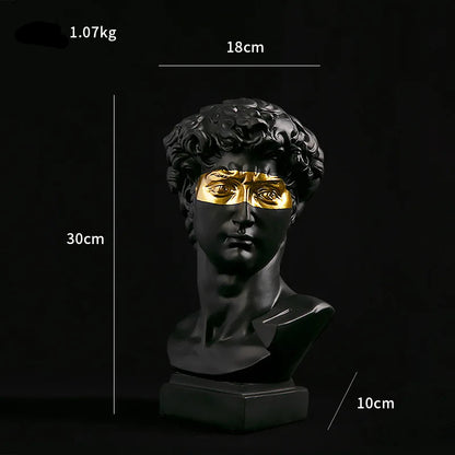 Abstract Bust Statue of David – Retro Classical-Inspired Resin Sculpture Accent for Modern Home Decor & Trendy Interior Design