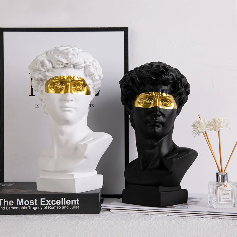 Abstract Bust Statue of David – Retro Classical-Inspired Resin Sculpture Accent for Modern Home Decor & Trendy Interior Design