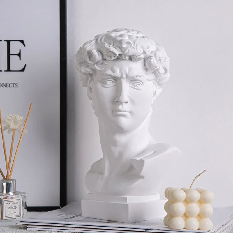 Abstract Bust Statue of David – Retro Classical-Inspired Resin Sculpture Accent for Modern Home Decor & Trendy Interior Design